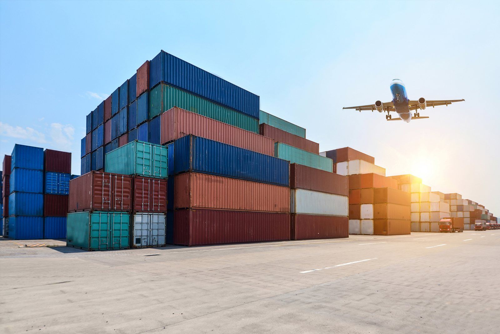 Containers and an aircraft – international logistics